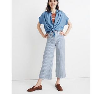 NWT Emmett Wide-Leg Crop Pants in Railroad Stripe